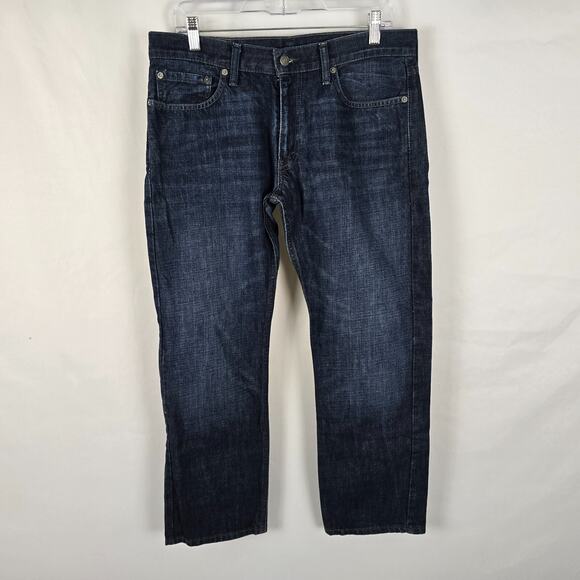 Levi's 514 Jeans Men's 34 x 30 Blue Dark Wash Classic Straight Fit Cotton EUC - Picture 1 of 16